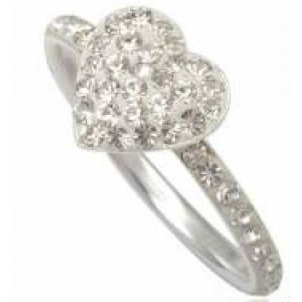Серебряное кольцо Сердце с кристалами Swarovski размер 18 TN981