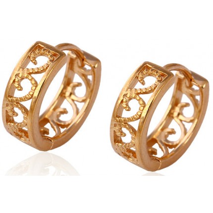 Серьги Ажурные колечки позолота Gold Filled (GF117)