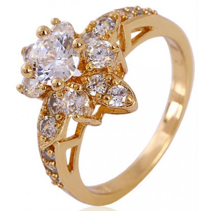 Кольцо позолота Gold Filled, цирконы (GF73) размер 18