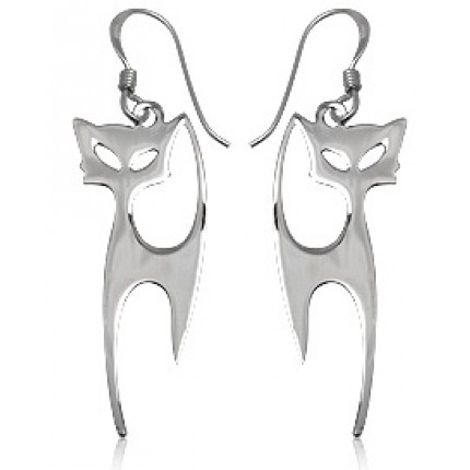 Серебряные серьги Кошки 
