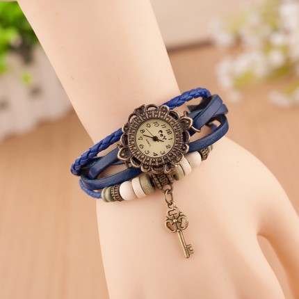 Часы - браслет с подвеской ключик Синие 137-1