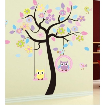 Интерьерная наклейка на стену в детскую Совы на дереве bJM7186