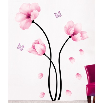 Интерьерная наклейка на стену Цветы Акварель (mAY930)
