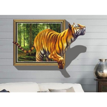 Интерьерная наклейка на стену Тигр 3D (ay8001)