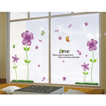 Интерьерная наклейка на стену Сиреневые цветы (mAY650B)