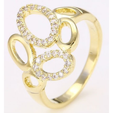 Кольцо позолоченное gold filled с цирконами GF956 размер 18