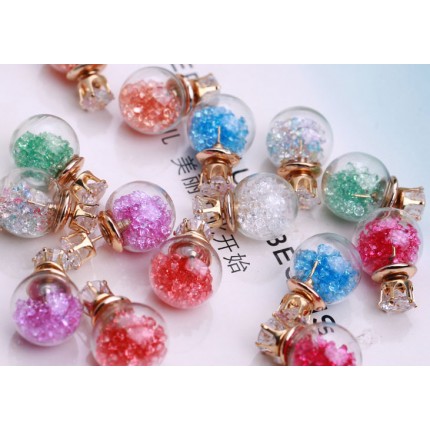 Серьги Dior Диор прозрачные с мятными (зелеными) кристаллами