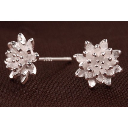 Серьги Tiffany миниатюрный Лотос покрытие серебром 925 (TF-E106)