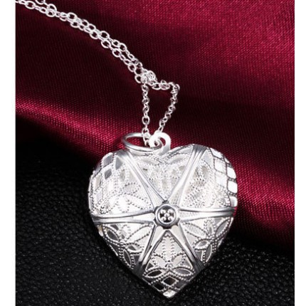Сердечко на цепочке с секретом Tiffany. Покрытие серебром 925 (TF-P185)
