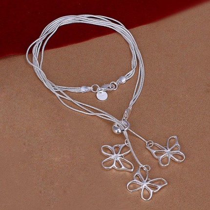 Колье Tiffany Бабочки. Покрытие серебром 925 (TF-N043)