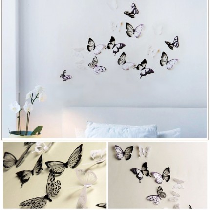 Интерьерная наклейка на стену бабочки 3д 3D (набор H-Z-101)