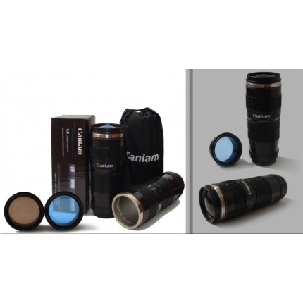 Термочашка в форме объектива Caniam (Canon) EF 70-200 с чехлом Черная