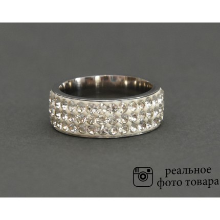 Женское кольцо из стали со стразами Размер 18 (810216)