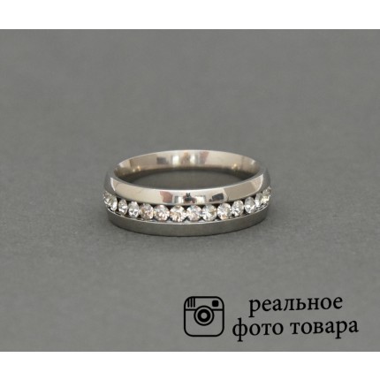 Женское кольцо из стали со стразами Размер 17 (810211)