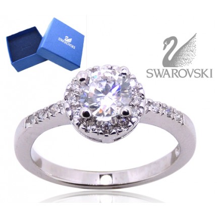 Кольцо с кристаллами Swarovski. Серебро 925 (родир.) (BS21) Размер 18
