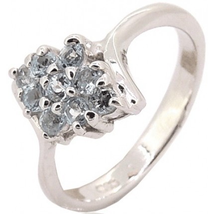 Серебряное кольцо с природным голубым топазом. Размер 17 (BS26R)