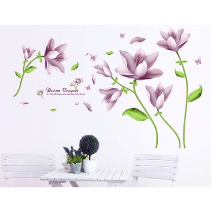 Интерьерная наклейка на стену Лиловые цветы XL7127