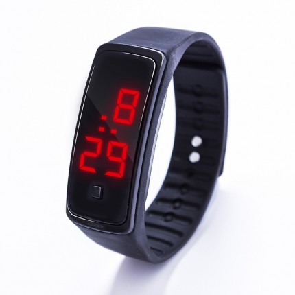 Спортивные силиконовые часы-браслет LED черные SW2-01
