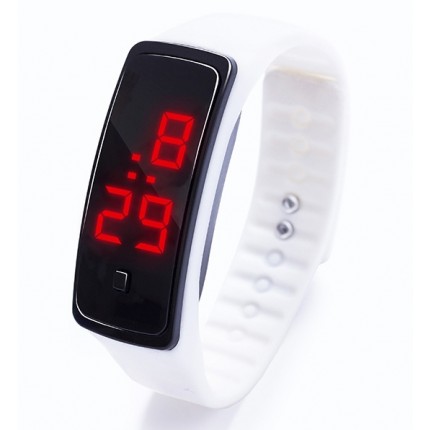 Спортивные силиконовые часы-браслет LED белые SW2-02