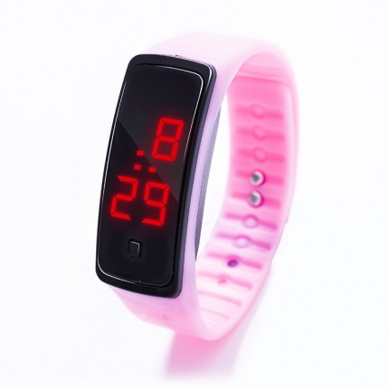 Спортивные силиконовые часы-браслет LED розовые SW2-05