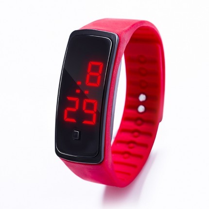 Спортивные силиконовые часы-браслет LED красные SW2-07