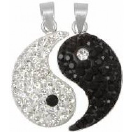 Набор из двух кулонов Инь Янь TN655. Серебро 925. Swarovski Crystals