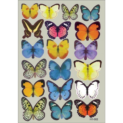 Интерьерная наклейка на стену бабочки 3д 3D разноцветные (набор h1-002)