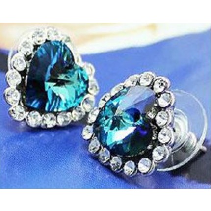Серьги сердечки Аква tb1058