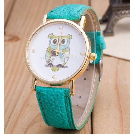 Часы Женева Geneva Сова мятный ремешок
