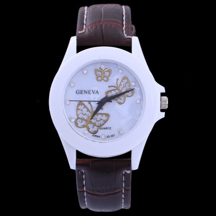 Часы Женева geneva Бабочки коричневый ремешок