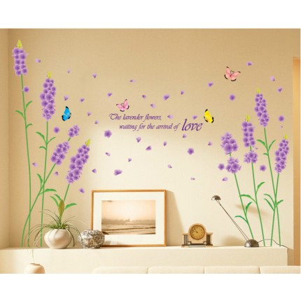Интерьерная наклейка на стену Сиреневые Цветы (AM7002)