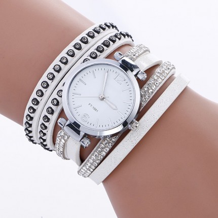 Часы-браслет длинные, наматывающиеся на руку Белые 112-2