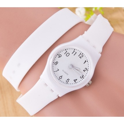 Часы-браслет на силиконовом ремешке Белые 096-1