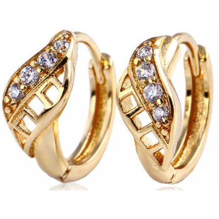 Серьги колечки Изгиб с цирконами (GF508