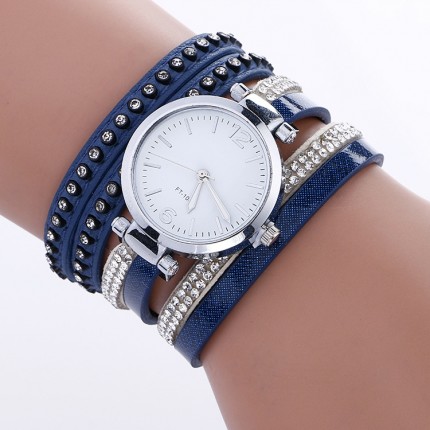 Часы-браслет длинные, наматывающиеся на руку Синие 112-3