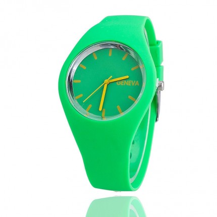 Часы женские Женева Geneva силиконовые зеленые 122-3