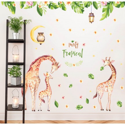 Интерьерная наклейка на стену Детская - Жирафы Семья JM7333