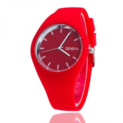 Часы женские Женева Geneva силиконовые красные 122-4