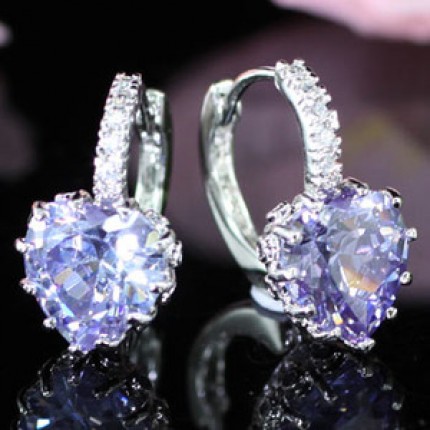 Серьги 3 Carat Blue Heart Sapphire Dangle Earrings SE341 