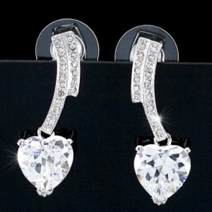 Серьги 4 Carat Dangle Heart Cubic Zirconia CZ Earrings SE260 