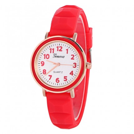 Часы женские Женева Geneva силиконовые красные 123-4
