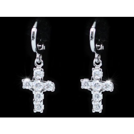 Серьги Dangle Cross CZ Simulated Diamond Earrings SE396