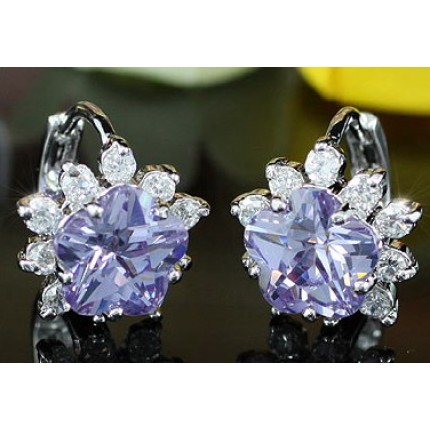 Серьги 1 Carat Purple Sapphire Flower Earrings SE405