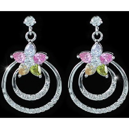Серьги Multi-Color Flower Topaz Dangling Earrings SE431
