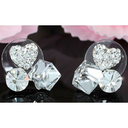 Серьги Sparkling Heart Cube Earrings use Swarovski Crystal SE468