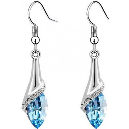 Серьги Dangle 3.5 Carat Aqua Blue Earrings use Swarovski Crystal SE484