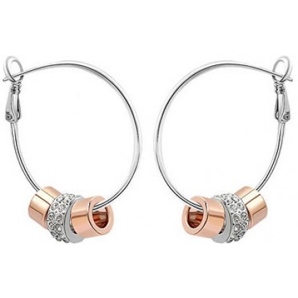Серьги Silver and Rose Gold Color Hoop Earrings use Swarovski Crystal SE511