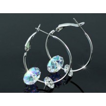 "Серьги 1.2"" Hoop Earrings use AB Swarovski Crystal SE177 "