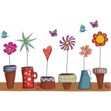 Интерьерная наклейка на стену Doodle Flowers (mAY947)