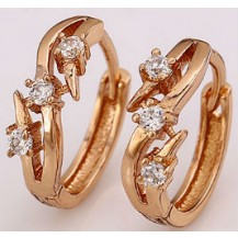 Серьги колечки с цирконами позолота gold filled (gf573